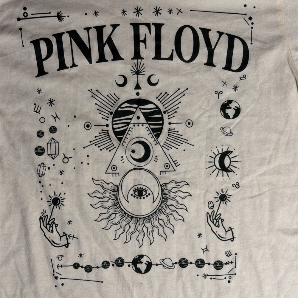 Pink Floyd‎ Band T-Shirt Mystic Graphic Beige Cream Tee Men's Medium - Picture 2 of 5